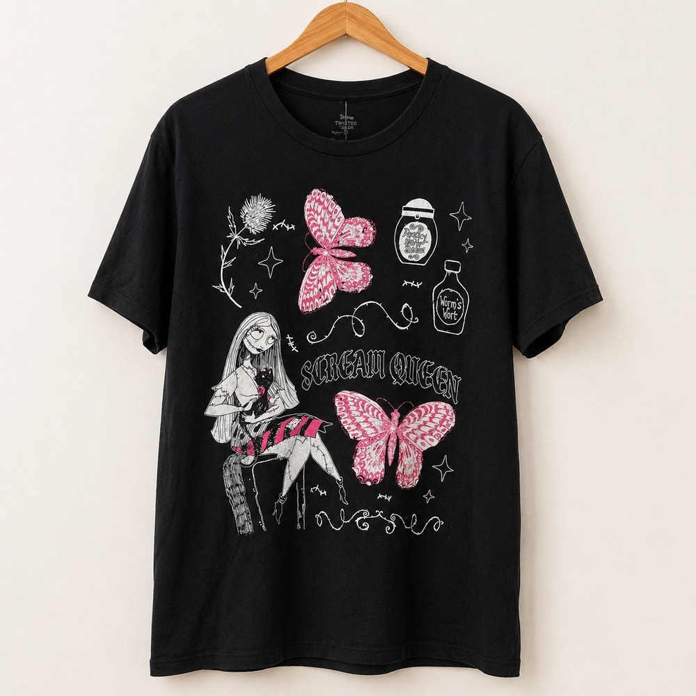 Disney Gothcore Sally Butterfly Tee Women 2X Emo Scream Queen Spooky Alt Graphic